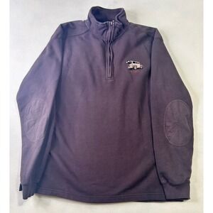 Crazy Shirts Hawaii Mens Large Brown Quarter Zip Pullover Woody Wagon Surfboard‎